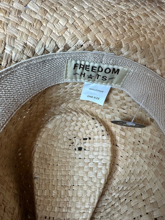 Freedom Hats Woven Straw Western Hat in Natural with Faux turquoise NWT - Picture 6 of 6